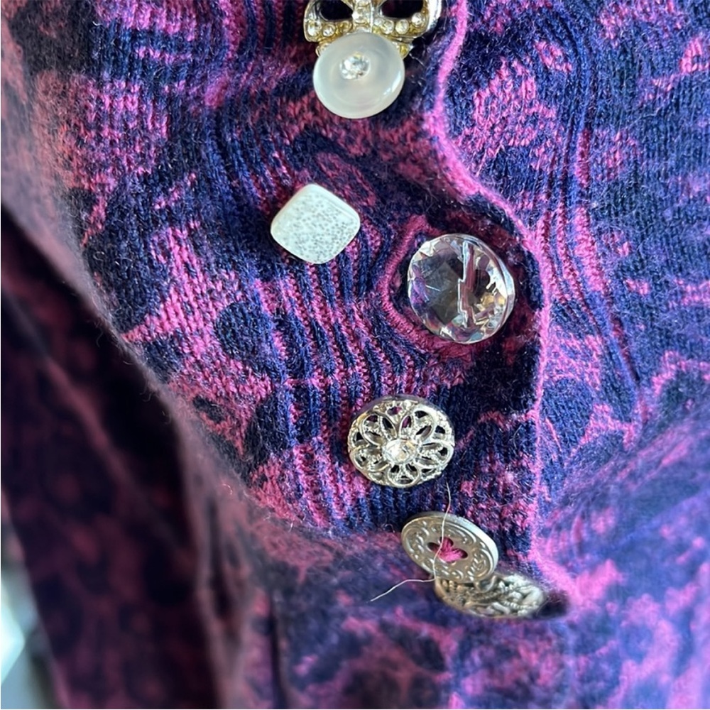 Romantic Sweater Delias Vintage Purple Peplum Top Sweater Cardigan Womens M - Picture 6 of 15